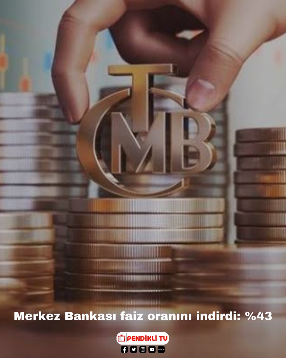 Merkez Bankası Faiz Oranını İndirdi: %43

Türkiye Cumhuriyet Merkez Bankası (TCMB), politika faizi olan bir hafta vadeli repo ihale faiz oranını 300 baz puan indirdi.

Yapılan açıklamaya göre, haftalık repo faizi yüzde 46’dan yüzde 43'e indirdi.