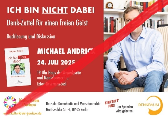 Nautilu40286557's tweet photo. #b2407
Im @HdDuM darf der "Kulturkreis Pankow" (mit einer Lesung von #MichaelAndrick) veranstalten. 🤮
Die wollten einen Film von #AlinaLipp zeigen, kooperieren mit IAFF (#JillSandjaja/ Demokratischer Widerstand/ #SusanneKöhler/ Freedom Parade) usw. https://t.co/TN5joFnAxS