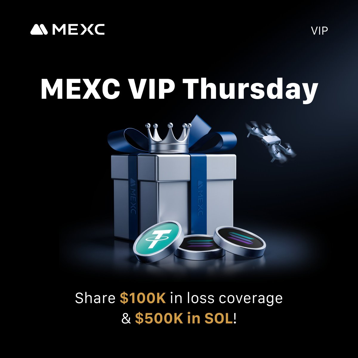 🥳🥳🥳MEXC VIP Thursday：Enjoy $100,000 loss coverage &amp; share $500,000 in SOL!

⚡️ Event Period: Jul 24, 2025, 02:00 (UTC) – Jul 31, 2025, 15:59 (UTC)

✅ Perk 1: $100,000 Futures Loss Coverage
1️⃣Reach $3,000,000 in daily Futures volume to earn a Qualified Trading Day
2️⃣Receive