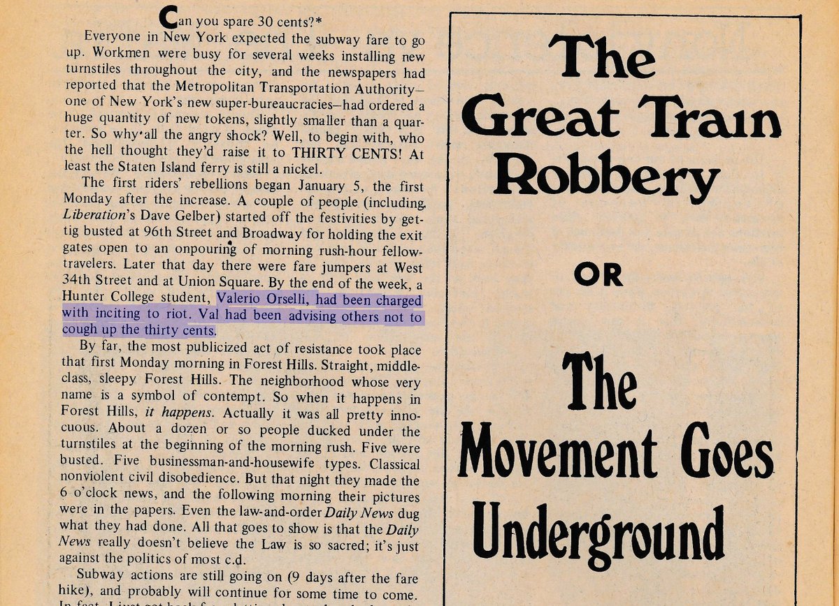 feminiscity's tweet image. Valerio Orselli spotted in the archives! Against the 1970 subway fare increase: …italcollections.tricolib.brynmawr.edu/object/WIN19
His oral history interview @GVSHP here: villagepreservation.org/oral_history/v…