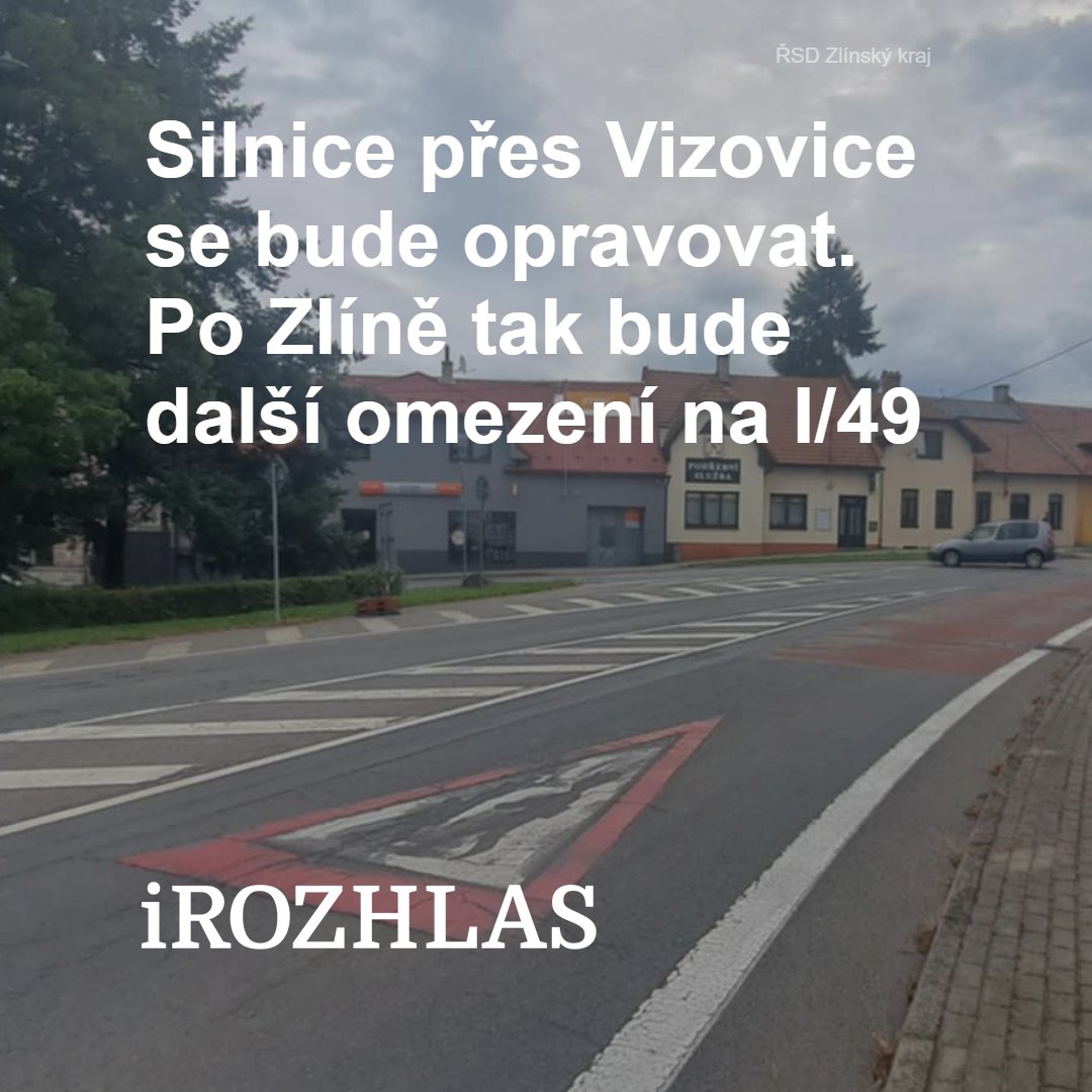iRozhlasJVM's tweet image. Další omezení na I/49, po Zlíně se bude opravovat ve Vizovicích. Tam silničáři omezí od příštího týdne provoz na asi 1,5 kilometru. Průjezdná zůstane silnice pouze ve směru na Bratřejov a Valašskou Polanku, v opačném směru budou muset řidiči využít objízdnou trasu. @iROZHLAScz