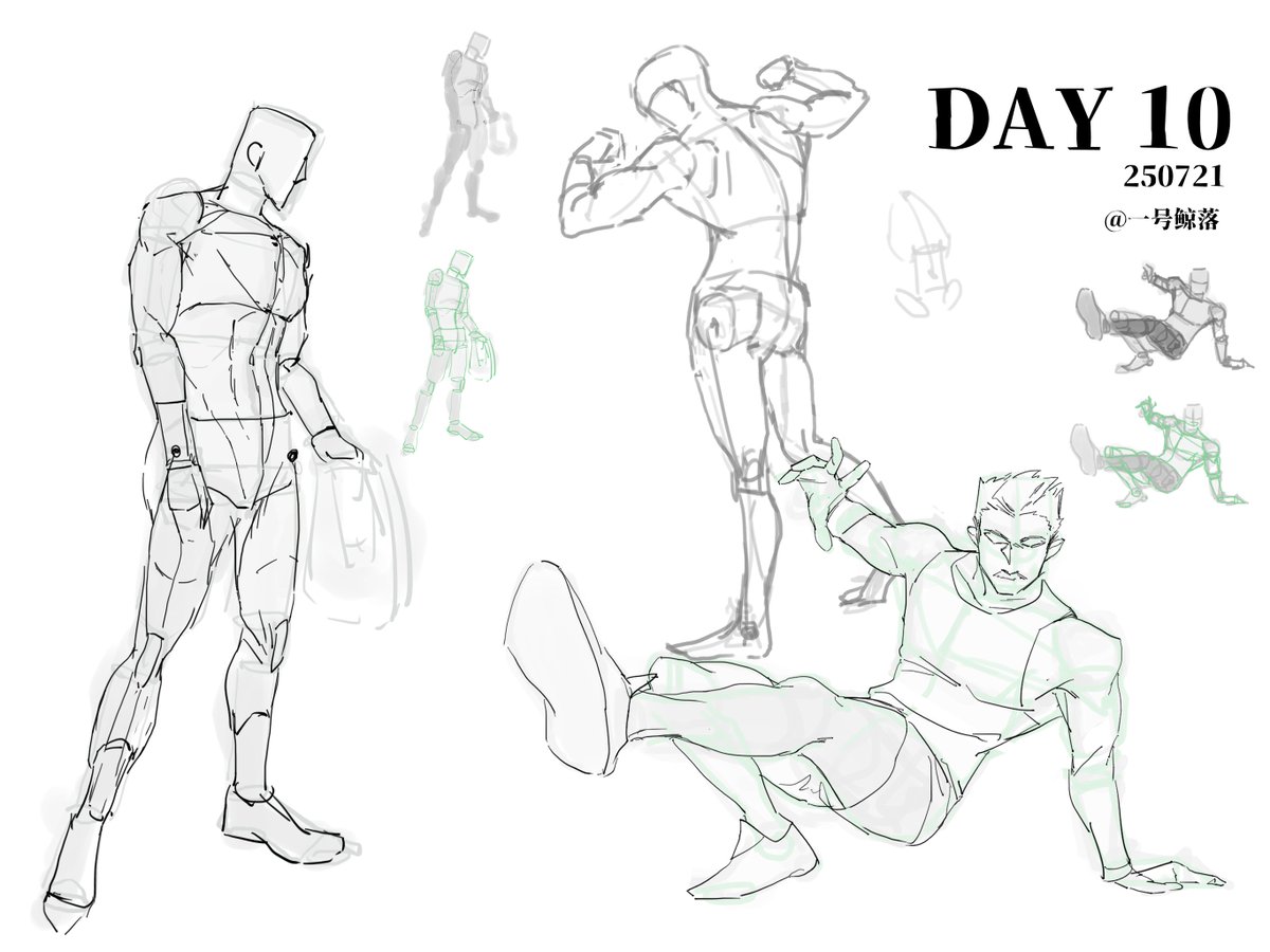 gryswtch's tweet image. Sketches 
速写day09-12
基本都在画肌肉男
p3：🌊
