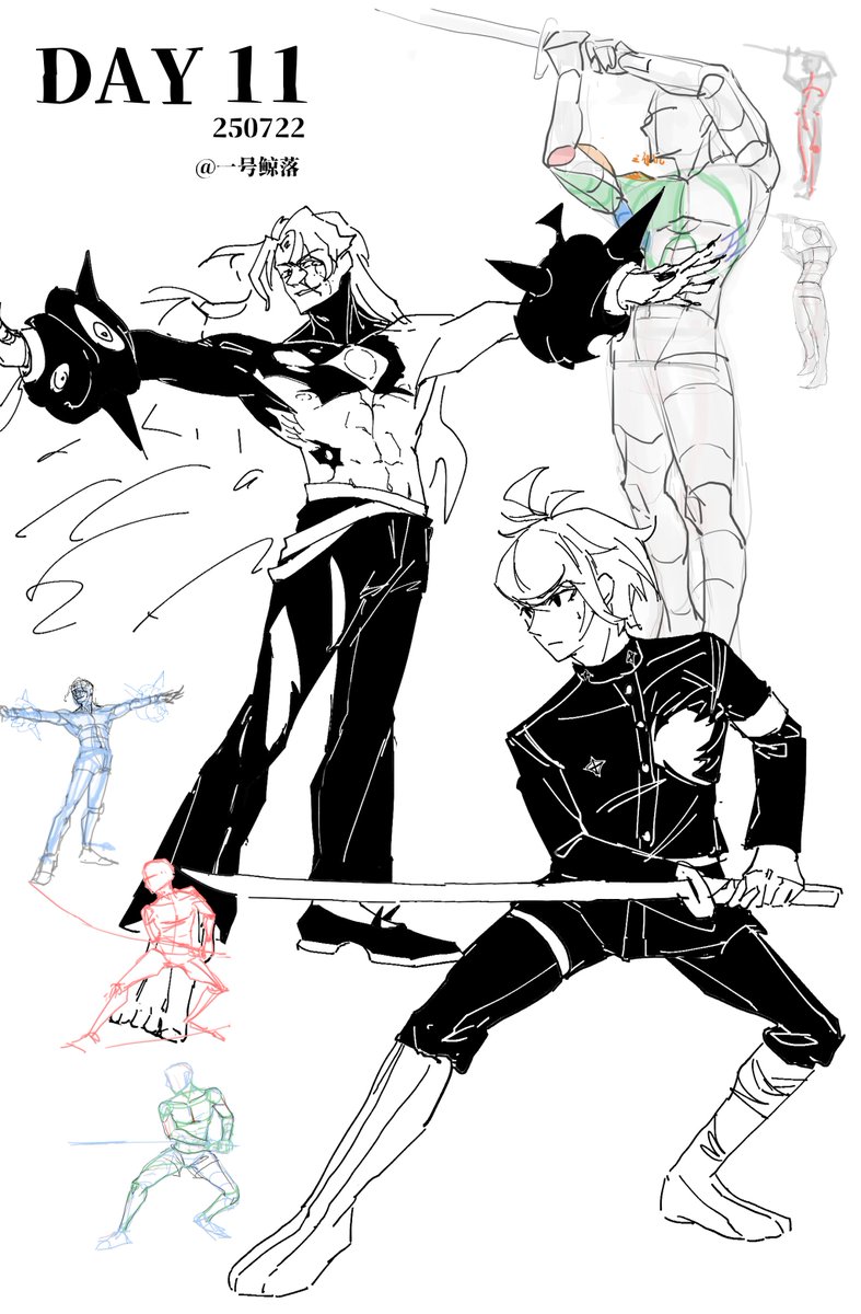 gryswtch's tweet image. Sketches 
速写day09-12
基本都在画肌肉男
p3：🌊