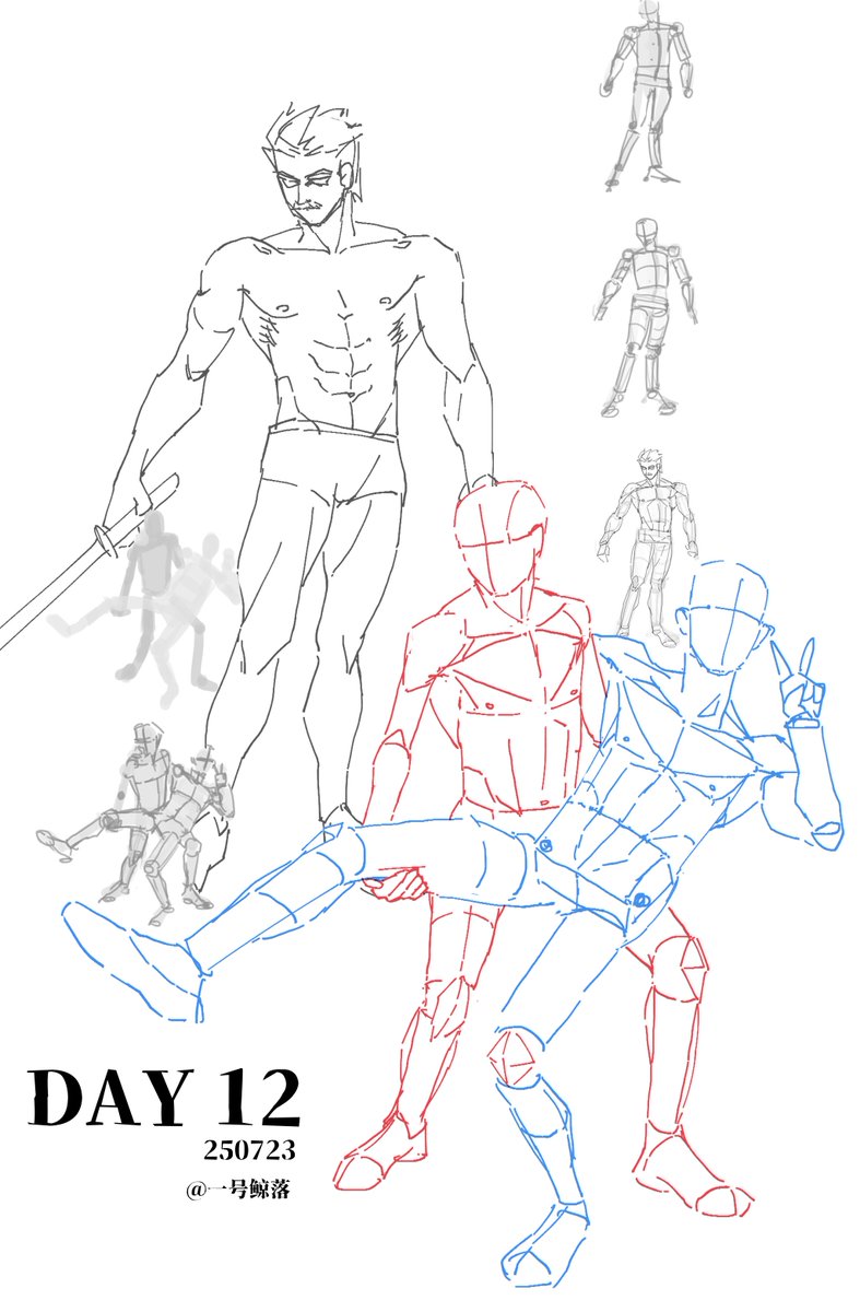 gryswtch's tweet image. Sketches 
速写day09-12
基本都在画肌肉男
p3：🌊