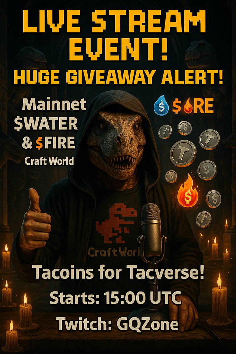 Games Quality Zone (@gq_zone) on Twitter photo ๐ฅ LIVE STREAM EVENT! ๐ฅ
Today at 15:00 UTC (17:00 Warsaw) on GQZone โ
๐ฟ Mainnet $WATER & $FIRE giveaway (Craft World)
๐ช 1000 Tacoins from Tacverse!
Pixel chaos, ancient vibes & viewer rewards await!
๐ twitch.tv/GQZone
#CraftWorld #Tacverse #Web3Gaming <a href="/AngryDynomites/">Angry Dynomites Lab ๐ฆ</a> ๐ฅ LIVE STREAM EVENT! ๐ฅ
Today at 15:00 UTC (17:00 Warsaw) on GQZone โ
๐ฟ Mainnet $WATER & $FIRE giveaway (Craft World)
๐ช 1000 Tacoins from Tacverse!
Pixel chaos, ancient vibes & viewer rewards await!
๐ twitch.tv/GQZone
#CraftWorld #Tacverse #Web3Gaming <a href="/AngryDynomites/">Angry Dynomites Lab ๐ฆ</a>
