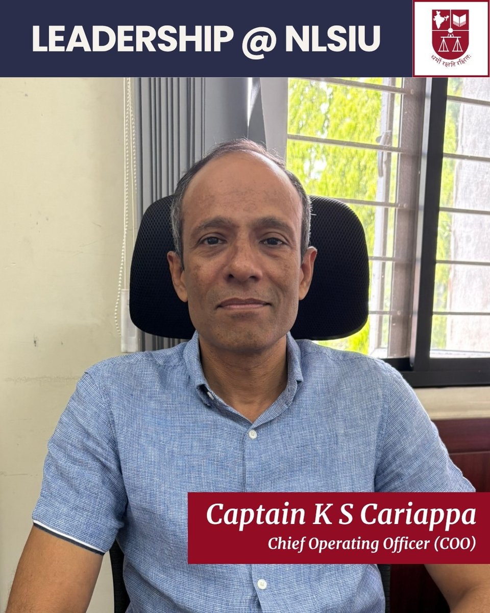 NLSIUofficial's tweet image. #LeadershipAtNLSIU | Meet Captain K S Cariappa, our Chief Operating Officer
Cariappa is a naval veteran with over 30 years experience in operations, training, building strategic infrastructure, and driving cutting edge technology across large establishments. He has worked across…
