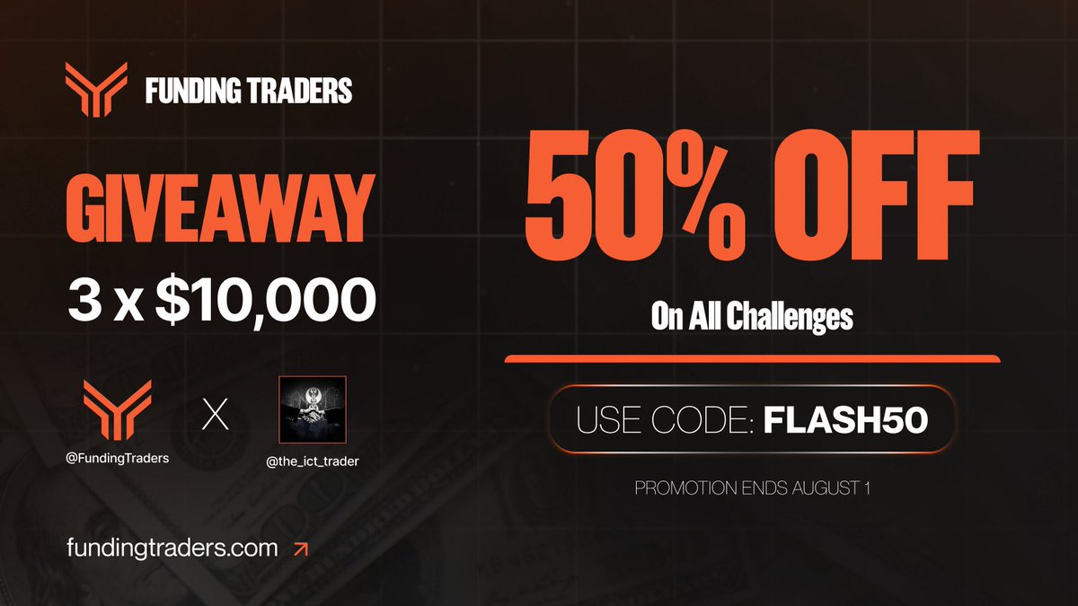 Giveaway alert 🚨 3x10k 

1. Follow:
<a href="/the_ict_trader/">GIWA_FX</a> 

@FundingFutures
 
@FundingTraders
 
<a href="/StanFXTrading/">Stan FundingTraders.com</a>
 
@davidkrtinic

2. Like and Retweet

3. Tag 3 friends

4. Repost pinned @FundingTraders
