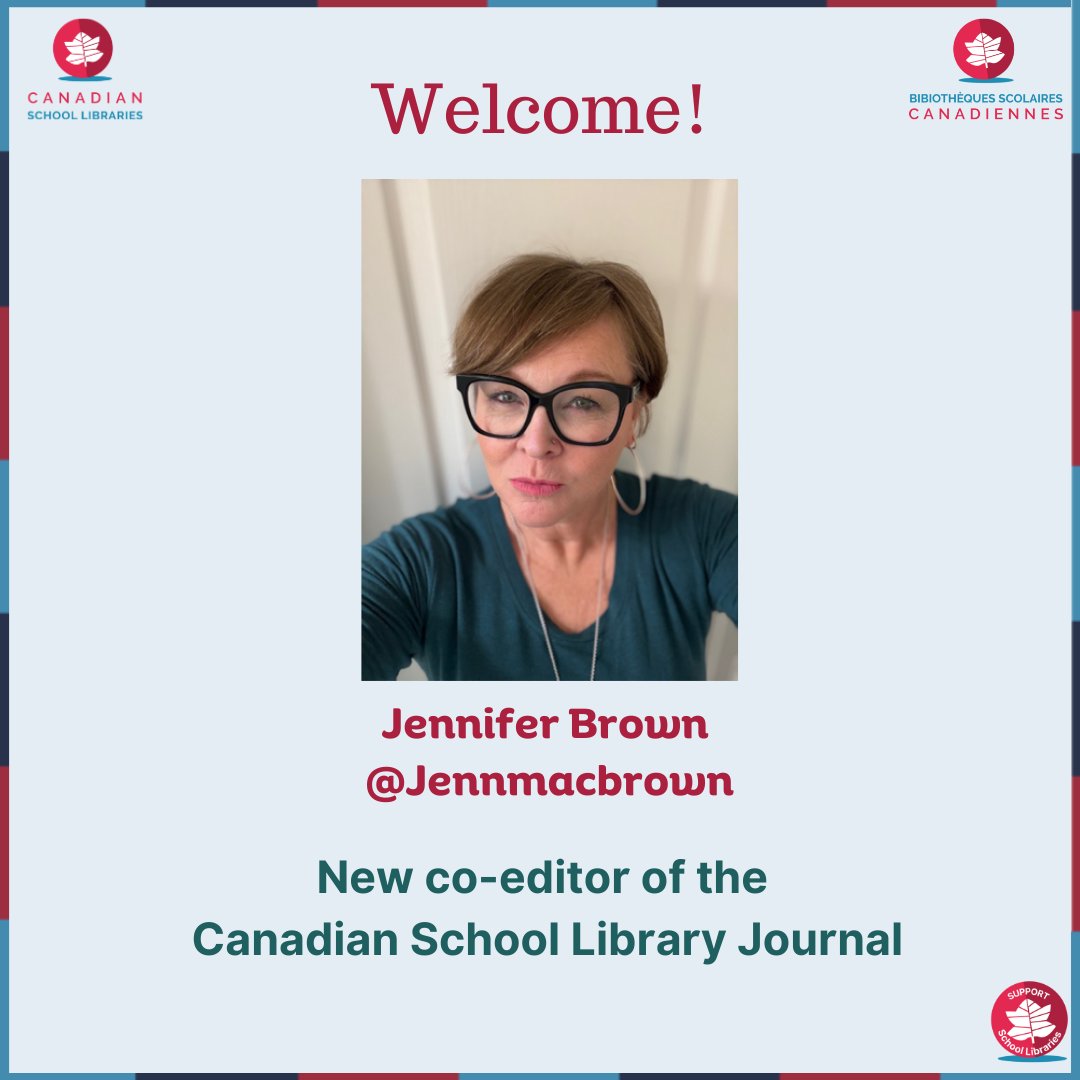 We are excited to welcome Jennifer Brown as co-editor for the Canadian School Library Journal.   
Jennifer was the recipient of the Angela Thacker Memorial Award on January 31st, 2025 and has a wealth of experience teaching, writing, and presenting!
Welcome to the team, Jennifer!