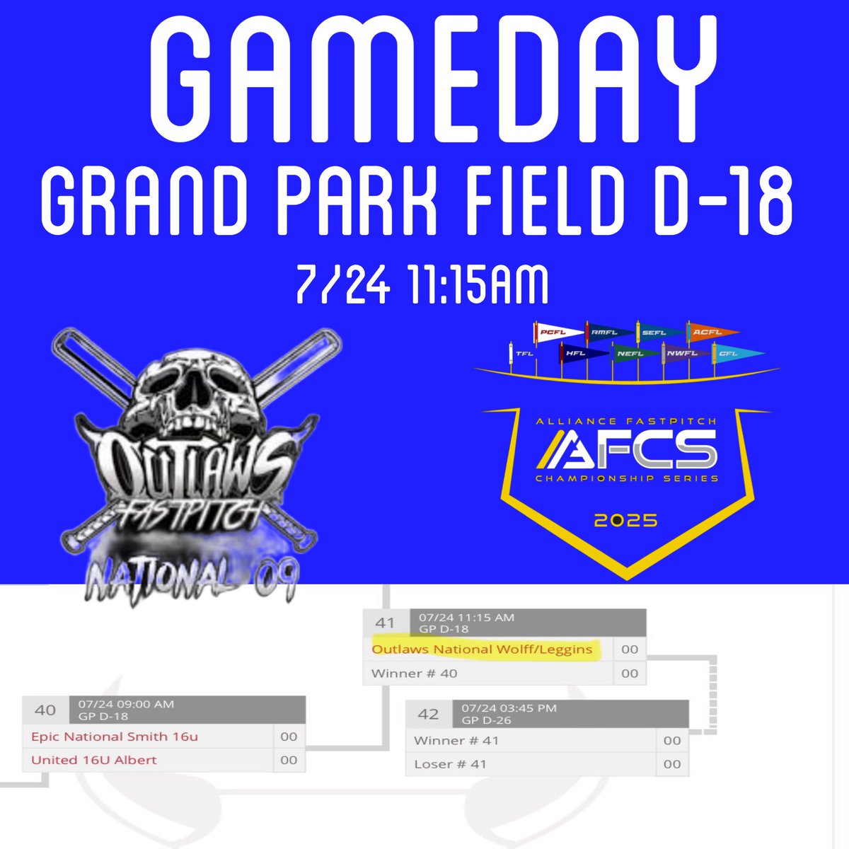 Whitney Davis (@whitneydavis_sb) on Twitter photo GAMEDAY! Alliance Championship Day #4! We play at 11:15am at Grand Park field D-18. Let’s Go Outlaws!
🥎💪☠️<a href="/Outlaws09Nat/">Ohio Outlaws 09 National Leggins</a> <a href="/theohiooutlaws/">Ohio Outlaws</a> <a href="/PrepSoftball/">Prep Softball 🥎</a> <a href="/HokiesSoftball/">Virginia Tech Softball</a> <a href="/VTechSBcoach/">Pete</a> <a href="/michaellew10/">Mike Lewis</a> <a href="/jjpower19/">Joshua Johnson, PhD</a> <a href="/HuemulMata/">Huemul Mata</a> <a href="/KarenWeekly/">Karen Weekly</a> <a href="/MRhodesSmith/">Megan Smith</a> <a href="/Coach_SniderSB/">Craig Snider 🍊</a> <a href="/SLSanders20/">Stephanie Sanders</a> GAMEDAY! Alliance Championship Day #4! We play at 11:15am at Grand Park field D-18. Let’s Go Outlaws!
🥎💪☠️<a href="/Outlaws09Nat/">Ohio Outlaws 09 National Leggins</a> <a href="/theohiooutlaws/">Ohio Outlaws</a> <a href="/PrepSoftball/">Prep Softball 🥎</a> <a href="/HokiesSoftball/">Virginia Tech Softball</a> <a href="/VTechSBcoach/">Pete</a> <a href="/michaellew10/">Mike Lewis</a> <a href="/jjpower19/">Joshua Johnson, PhD</a> <a href="/HuemulMata/">Huemul Mata</a> <a href="/KarenWeekly/">Karen Weekly</a> <a href="/MRhodesSmith/">Megan Smith</a> <a href="/Coach_SniderSB/">Craig Snider 🍊</a> <a href="/SLSanders20/">Stephanie Sanders</a>