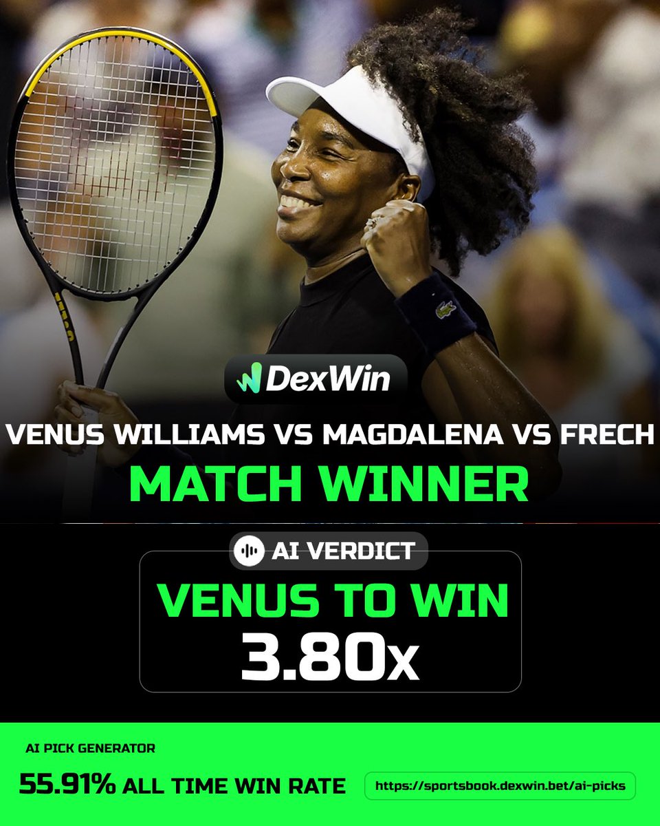 Venus Williams vs Magdelana French Odds Today @ The Washington Open 🎾 WTA  Washington 🇺🇸Open Tennis Betting Predictions, Tennis Betting Lines &  Wimbledon 2025 Tennis Betting Odds Today 🎾 Follow @DexWin_Sports for