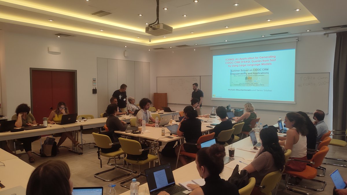 CCI_ICS_FORTH's tweet photo. Course on "CRM and AI for Queries", by Michalis Mountantonakis. 4th-day, 2025 Summer School on CIDOC CRM Interoperability and Applications #CIDOC_CRM @ISL_ICS_FORTH  @CCI_ICS_FORTH @CRMSIG #2025CCIsummerSchool https://t.co/YXlm27YaBj
