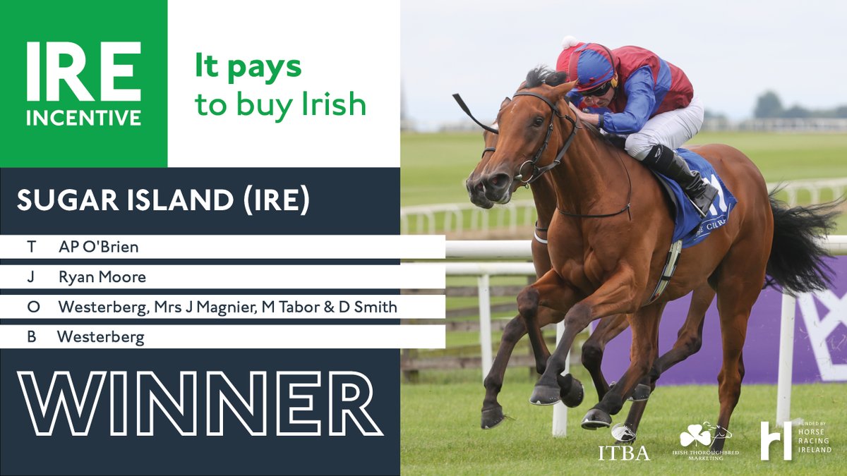IREthoroughbred's tweet image. ๐ข IRE INCENTIVE ๐ต
๐ Winner! ๐
๐SUGAR ISLAND (IRE)
โน๏ธ @IrishEBF_ Fillies Maiden
๐@curraghrace
๐ฐโฌ10,000 bonus to owner Coolmore Partners to spend on Irish-breds at Irish sales
#IREIncentive #ItPaysToBuyIrish