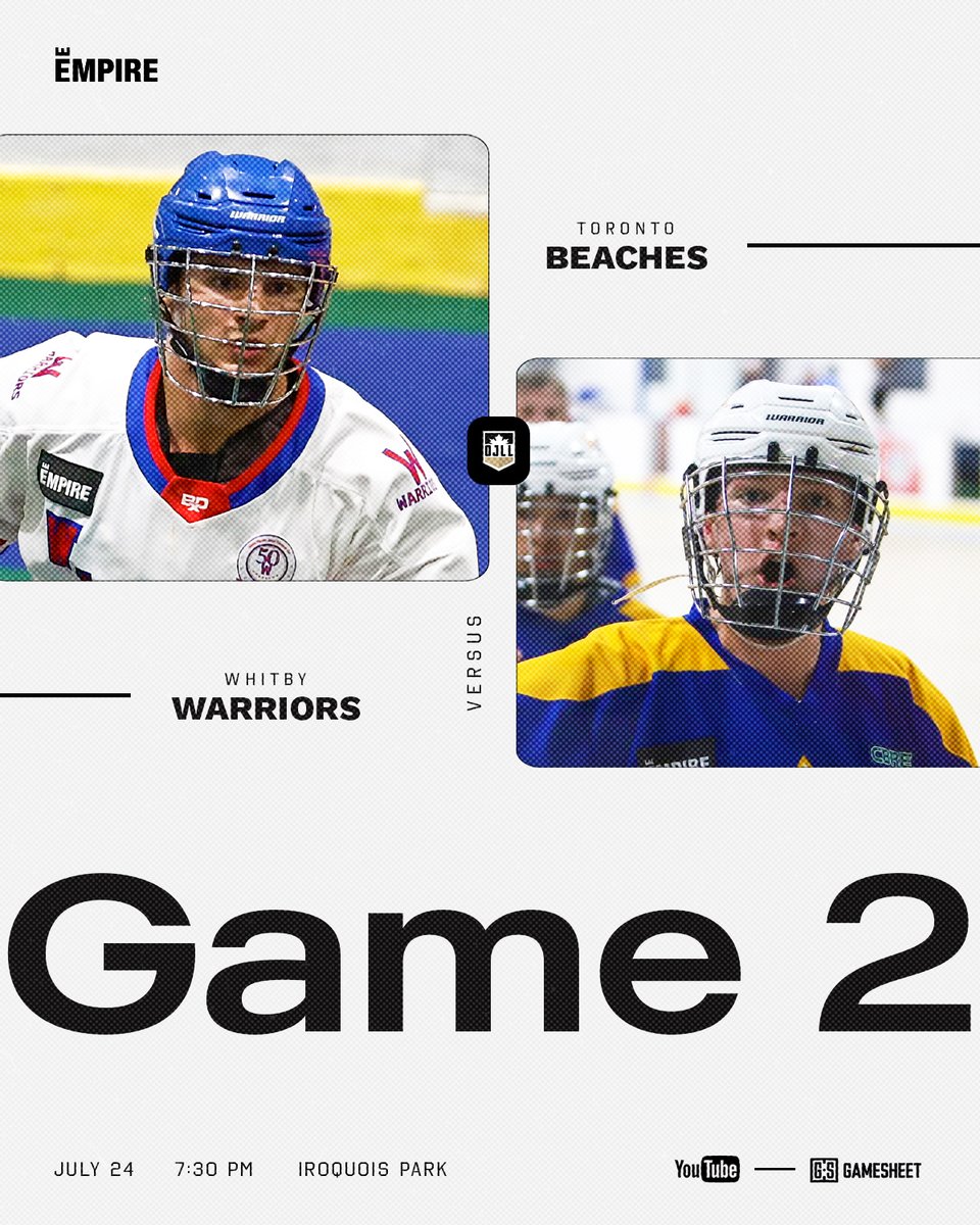 TheOJLL's tweet image. Catch Game 2 between the Warriors and Beaches live on YouTube from Iroquois Park!
π7:30 PM ET
π Iroquois Park Sports Centre
πΊ bit.ly/OJLLTV