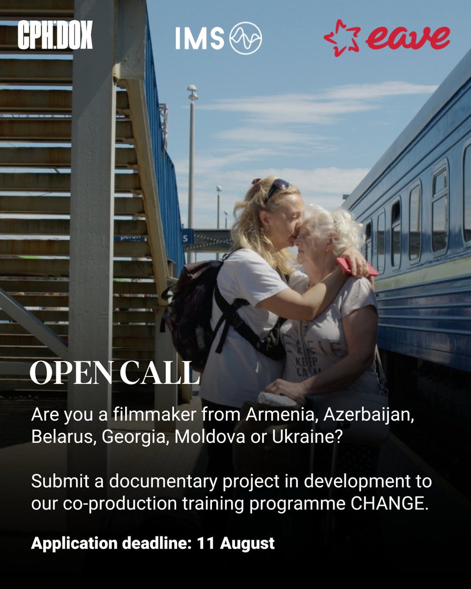 IMSforfreemedia's tweet image. IMS (International Media Support), @cphdox and Eave are calling filmmakers from Armenia, Azerbaijan, Belarus, Georgia, Moldova and Ukraine to apply with their documentary projects in development to our CHANGE programme.
Deadline 11 August.
More info: bit.ly/4f6fm1a