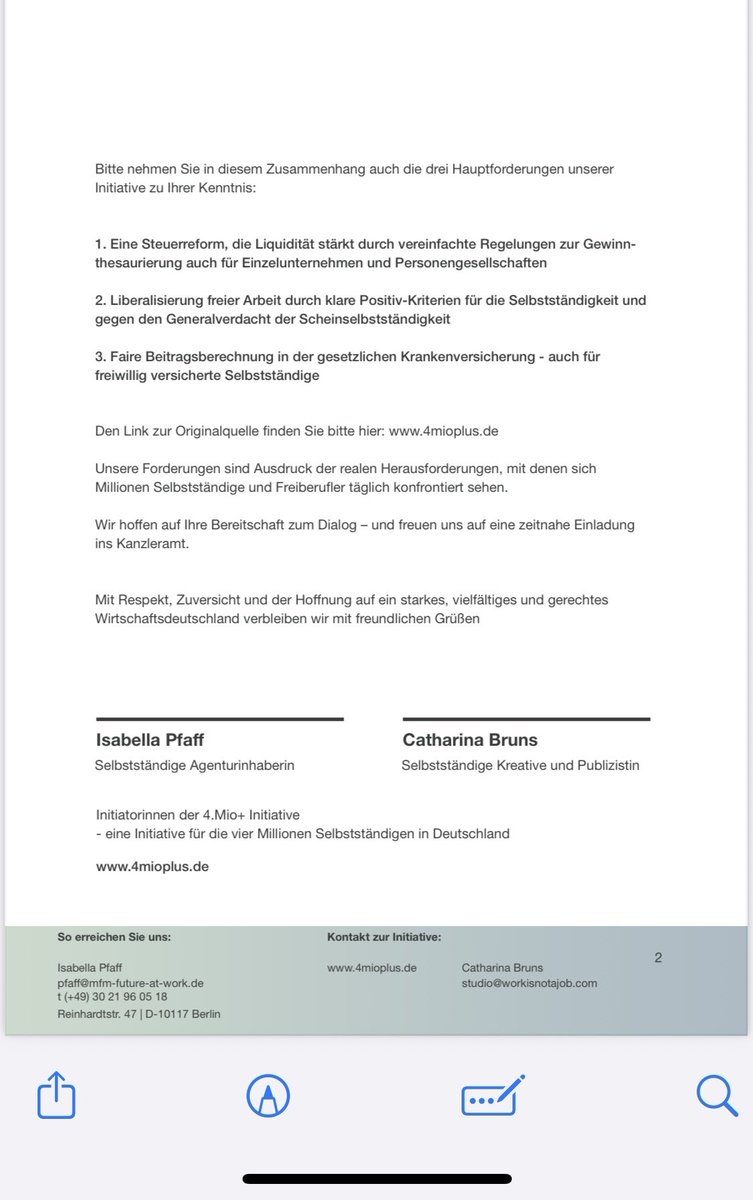 IsabellaPfaff's tweet image. Kanzleramt, wir kommen!
@cathibruns und ich haben heute wieder etwas angezündet. Hier unser offener Brief an @bundeskanzler Merz.
Wir fordern, dass auch Vertreter der Selbständigen und der KMU vom Kanzler empfangen werden. Wir machen zusammen fast 90 Prozent der Unternehmen…