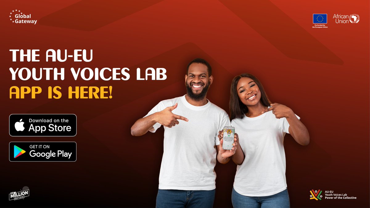 The AU-EU Youth Voices Lab App has launched!
A new mobile platform to empower youth across Africa and Europe with free training, networking, and digital tools. Co-created by over 10,000 young people, it’s designed to amplify youth voices and drive meaningful participation.