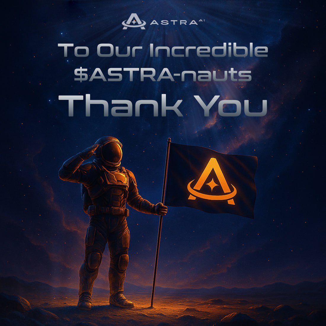 AstraLabs_Inc's tweet image. To Our Incredible $ASTRA-nauts - Thank You 🧡

What started as a vision has grown into one of the strongest, most organic communities in Web3 - and it’s all thanks to you.

During this journey, $ASTRA became one of the most mentioned cryptocurrencies globally, even ranking among…