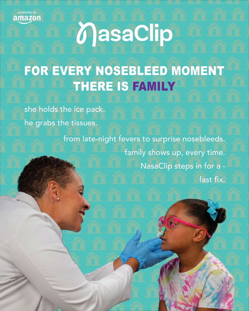Nosebleeds catch you off guard. As an ER doctor and mom, I designed NasaClip to make them easier—hands-free, adjustable, family-friendly.
Less stress, more confidence.

NasaClip: Nosebleed Off, Life On!
#NasaClip #AmazonFinds #CareConfidently #DoctorInvented #FamilyFirst