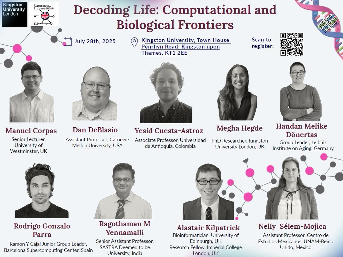 rsg_uk_iscb's tweet image. 📢 Calling all London PhD students and postdoctoral researchers!
📅 Join us on Monday 28th July at Kingston University London for an exciting day of presentations and networking!
🧬Featuring researchers from across the globe.
📋Spaces are limited - register now!