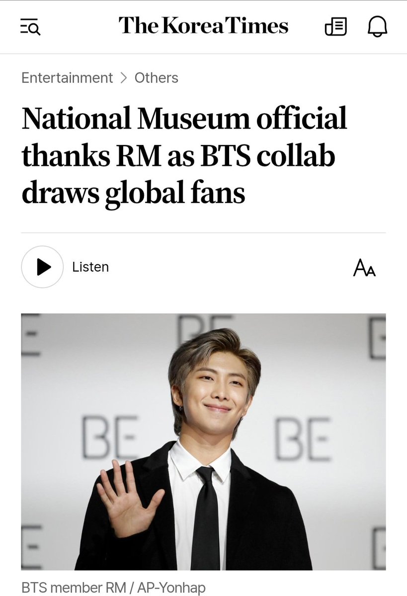 Moonchildren101's tweet image. #RMeffect
▫️Pensive Bodhisattva miniature became more famous because RM bought it.
▫️He’s had such a positive influence — we’re incredibly grateful.
▫️ That (RM buying miniature) led to a BTS collab. They (BTS) reached out with a proposal. We’re so thankful.…