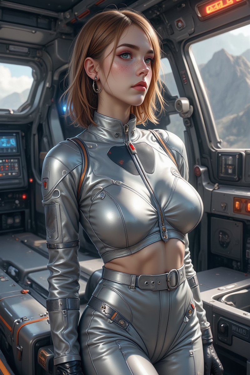 holo_muse's tweet image. Nerina stood in the cockpit, tracing stars across the console. Her silver suit echoed the cosmos, each mission a step further into the unknown.