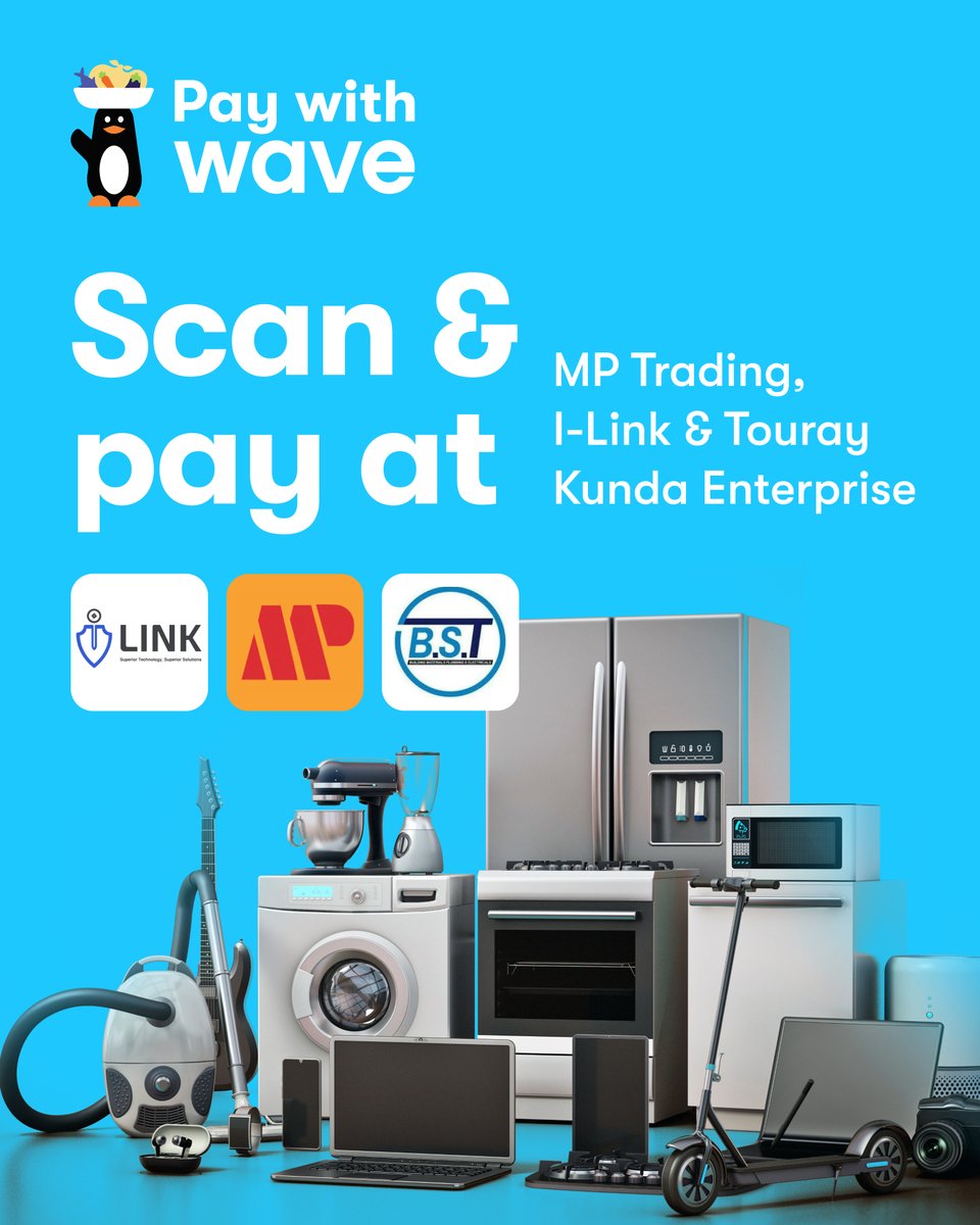 ✨ More places to Wave it ✨

You can now scan &amp; pay with Wave at:
📍 MP Trading
📍 I-Link
📍 Touray Kunda Enterprise

Leave the cash behind and enjoy payments that are easy, secure, and cost you nothing extra. 💙

#WaveGambia #BuBahBi #Gambia #PayWithWave #YourMoneyIsYours