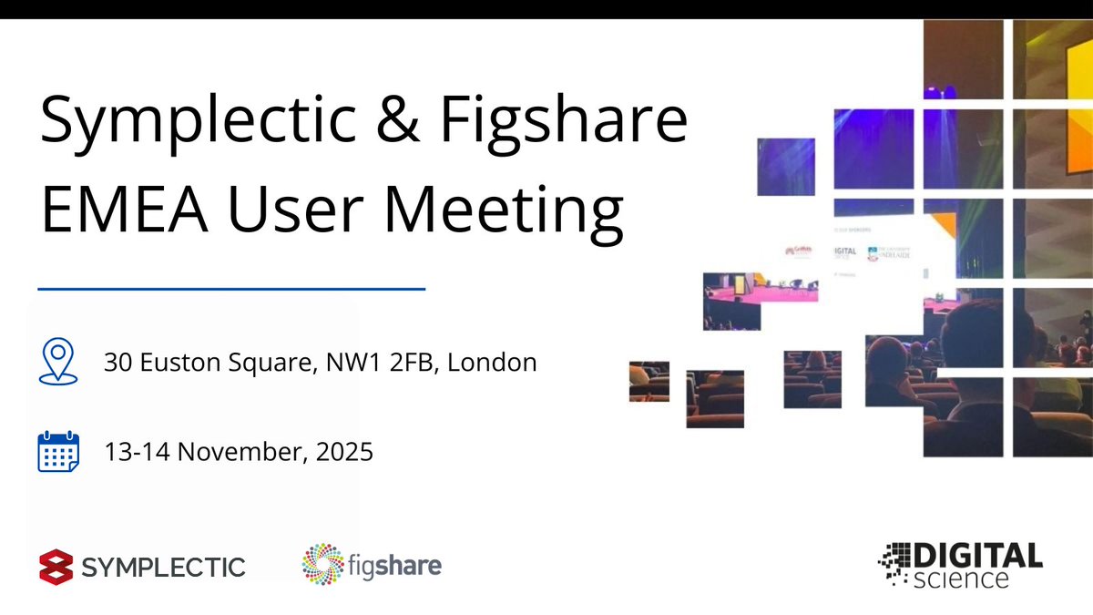 Symplectic's tweet image. 📍London is calling!
Join us for the Symplectic & @figshare EMEA User Meeting 2025, two days of product insights, client stories & community connection.
🎤 Register now:
ow.ly/y4uO50WtePC