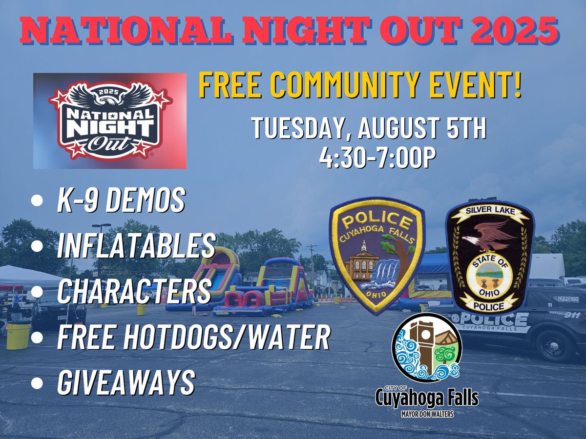 Thanks to the Cuyahoga Falls Police Department for hosting this event. Will we see you there? Stop by and visit our table in the parking lot of the Cuyahoga Falls Natatorium on August 5 for National Night Out.