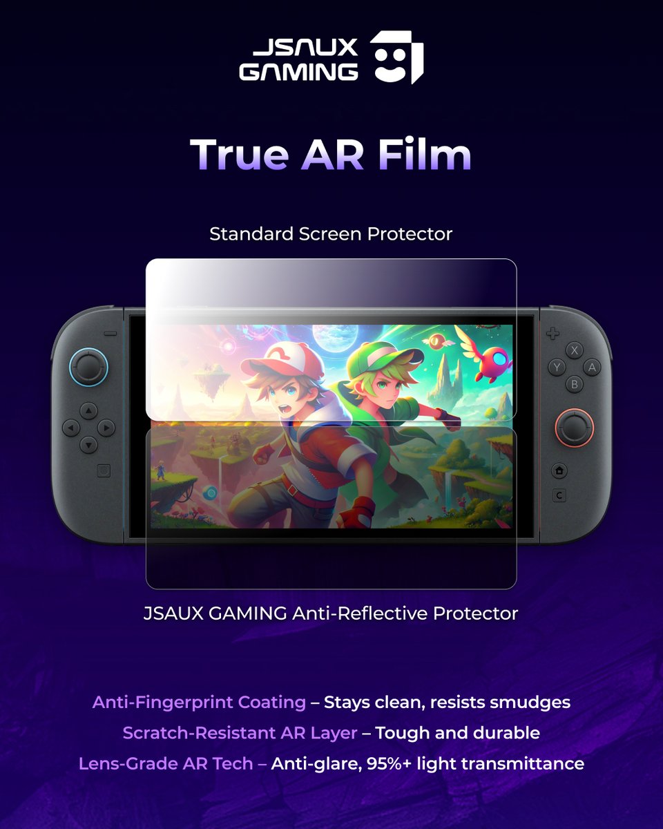 jsauxofficial's tweet image. Zero Glare. Pure Vision.👀
Grab it🛒 ow.ly/BiM150WusEl
 #JsauxGaming #Switch2Accessories  #PureVision #AntiGlare #GamerVision #ScreenProtector #NintendoSwitch2 #JSAUX