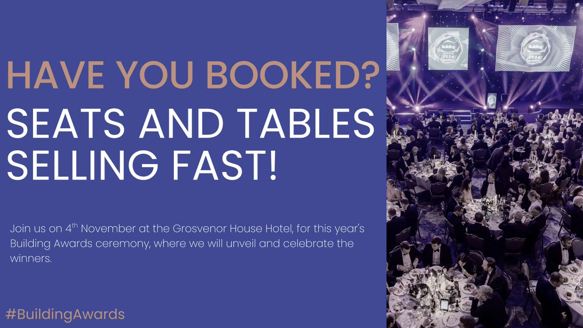 BuildingNews's tweet image. 🎉 The Building Awards 2025 shortlist is live! Celebrate our 31st year with 1,200+ industry leaders at the biggest night in UK construction.
📅 4 Nov | 📍 Grosvenor House Hotel
🎟️ Book now to see the winners revealed LIVE: ow.ly/P1gn50Wuw9g