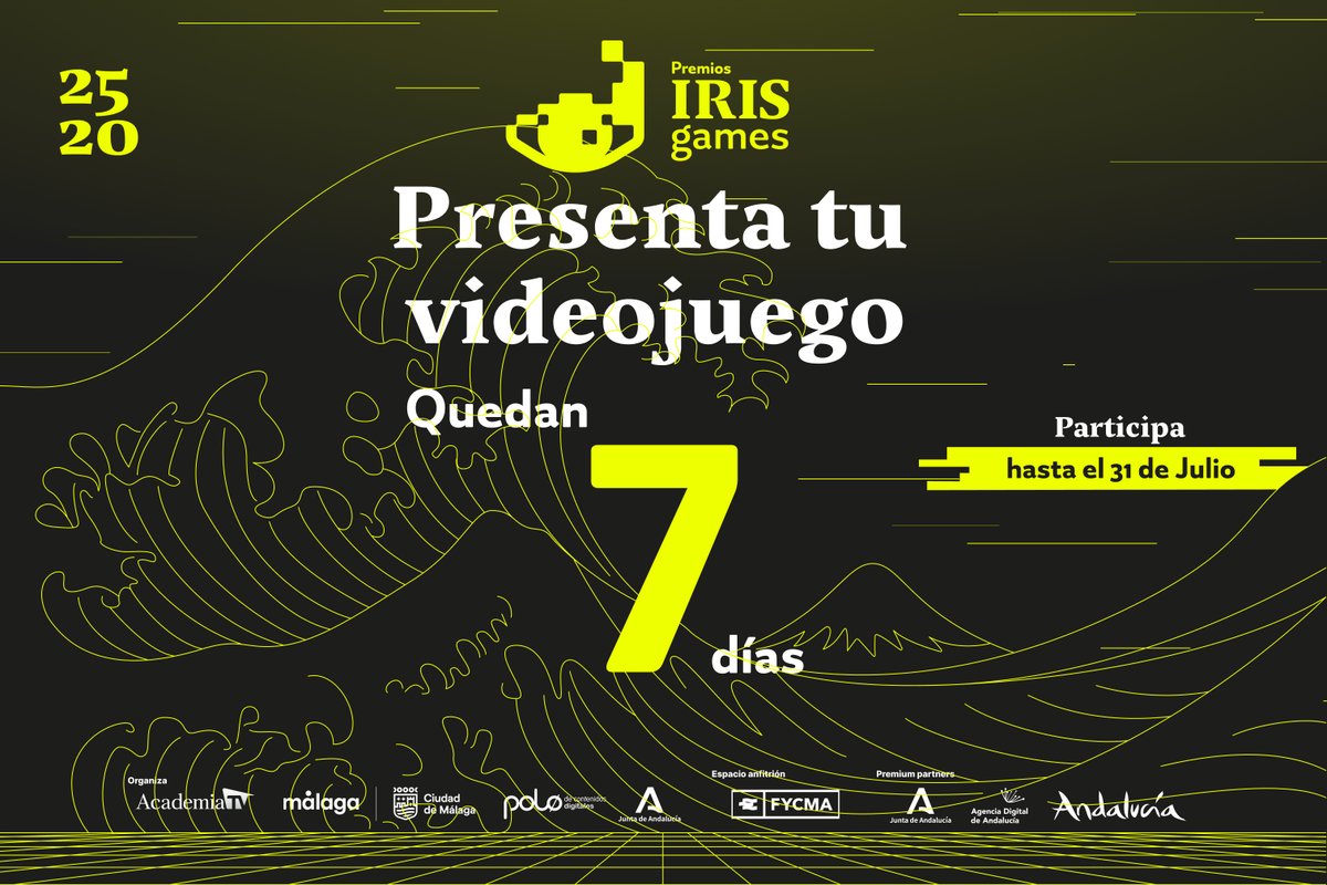 🎮Última semana para presentar candidaturas a los Premios Iris Games
🏆9 Categorías
💸42.000€ en premios
🗓️Inscripciones abiertas hasta el 31/07
premiosirisgames.com