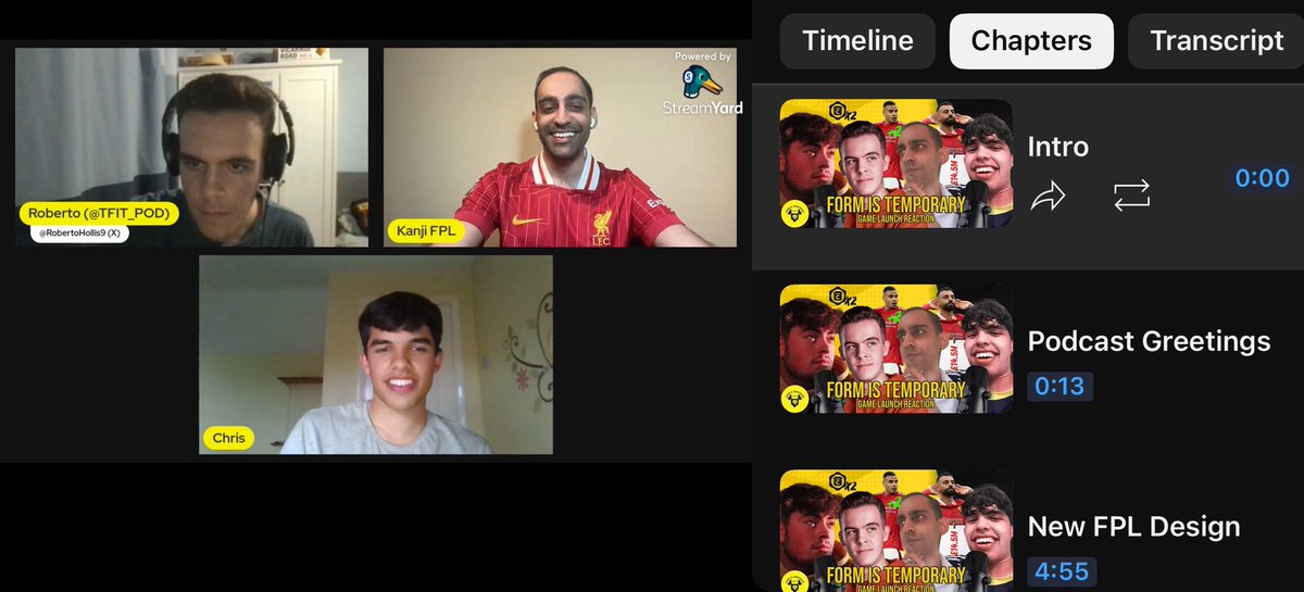 RobertoHollis9's tweet image. The legendary @KanjiFPL is helping to provide timestamps for our @TFIT_POD episodes this season. Hope you enjoyed the video!
youtu.be/BpuKwrCGzLg?si…
Also available on Spotify & Apple Podcasts:
podcasts.apple.com/gb/podcast/the…
open.spotify.com/episode/0PLnev…
