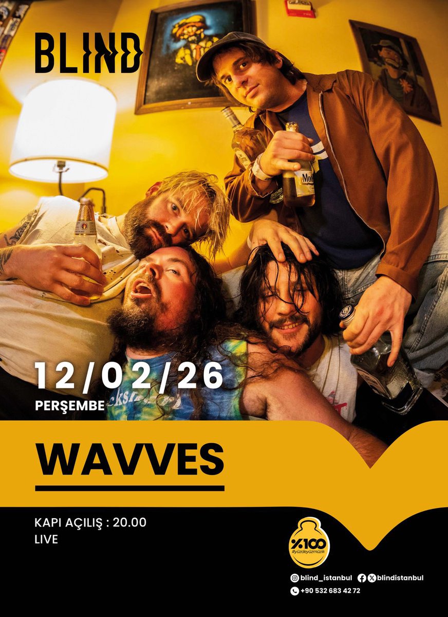 Lo-fi patlamaları, skate ruhunu taşıyan melodiler ve sahnede yıkıcı bir enerjiyle 2000’lerin punk dalgasını yeniden tanımlayan Amerika’lı Wavves, 12 Şubat akşamı ilk İstanbul konseri için Blind sahnesinde🔥

🎫 Biletler satışta.