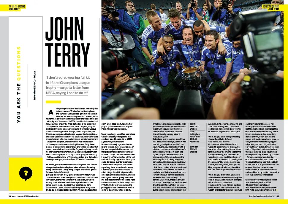 🗣️ John Terry answers YOUR questions

John Terry answers reader questions. Yes, he was asked about the full-kit, the Abou Diaby head kick and the Champions League penalty miss. 

fourfourtwo.com/blogs/season-p…