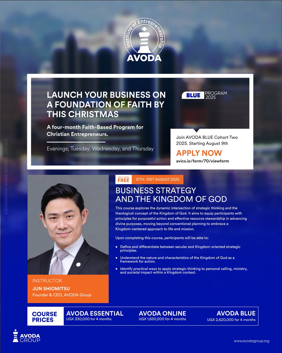 AvodaBiz's tweet image. Join us starting Saturday, August 9th, as we explore the dynamic intersection of strategic thinking and the Kingdom of God.
The Business Strategy & the Kingdom of God course is designed to equip you with principles for purposeful action and effective stewardship of resources