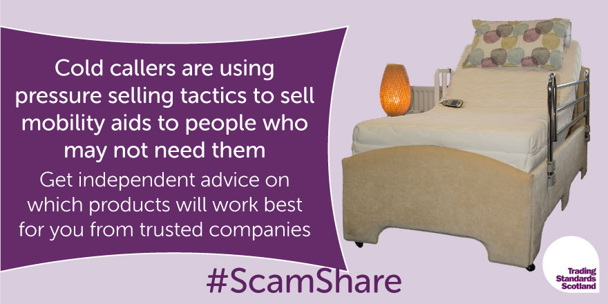 TSScot's tweet image. There's been a recent increase in reports of cold callers who say they work for the NHS and try to pressure people into spending large amounts of money on mobility aids such as mattresses, which are often substandard or unsuitable
Read more➡️mailchi.mp/66f69a00eb1b/t…