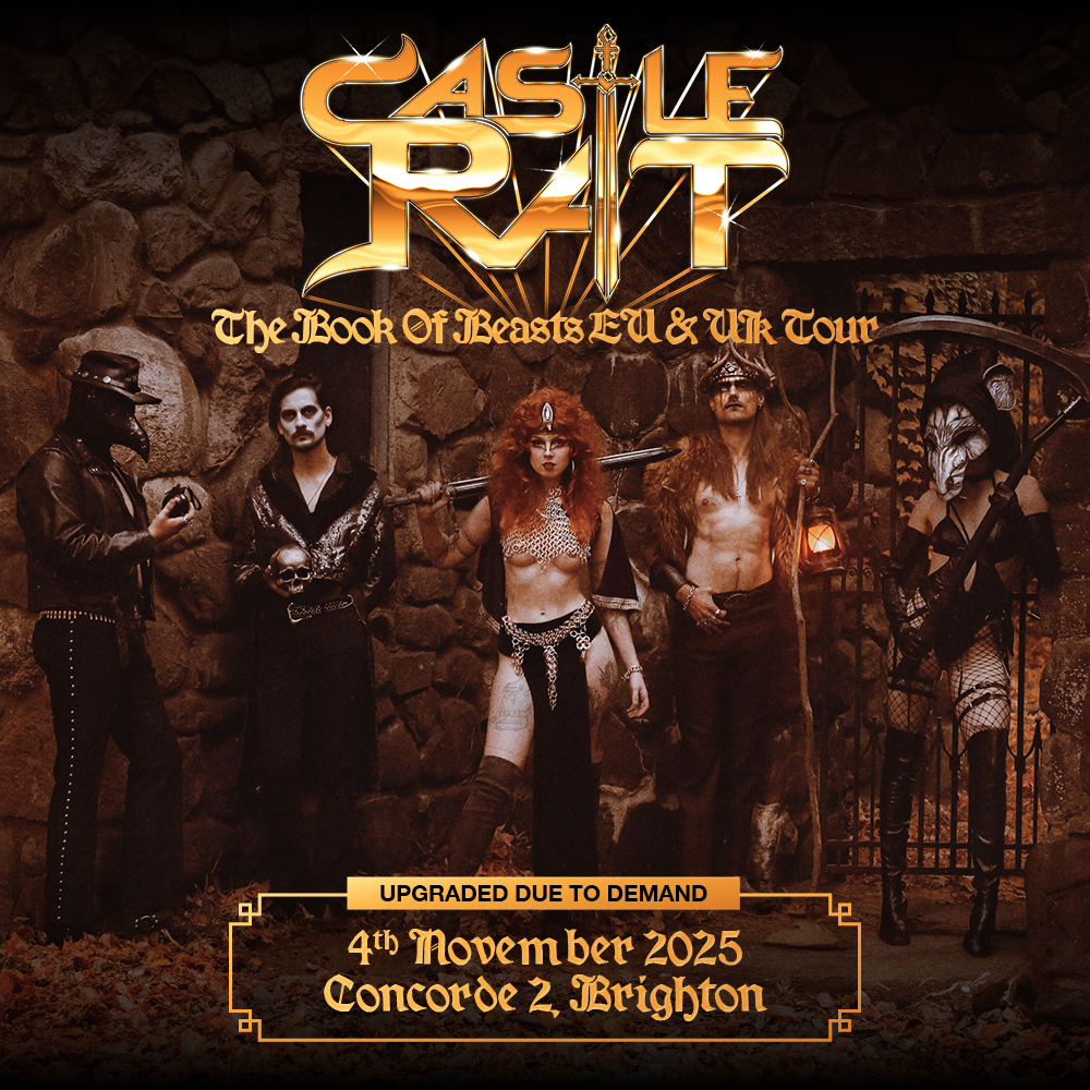 LoutPromotions's tweet image. Due to high demand Castle Rat will now bring their blend of medieval fantasy doom metal to the famous @concorde_2 stage! Original tickets valid and the show is now open to those over the age of 14.
Extra tickets 👉 bit.ly/CastleRatBTN