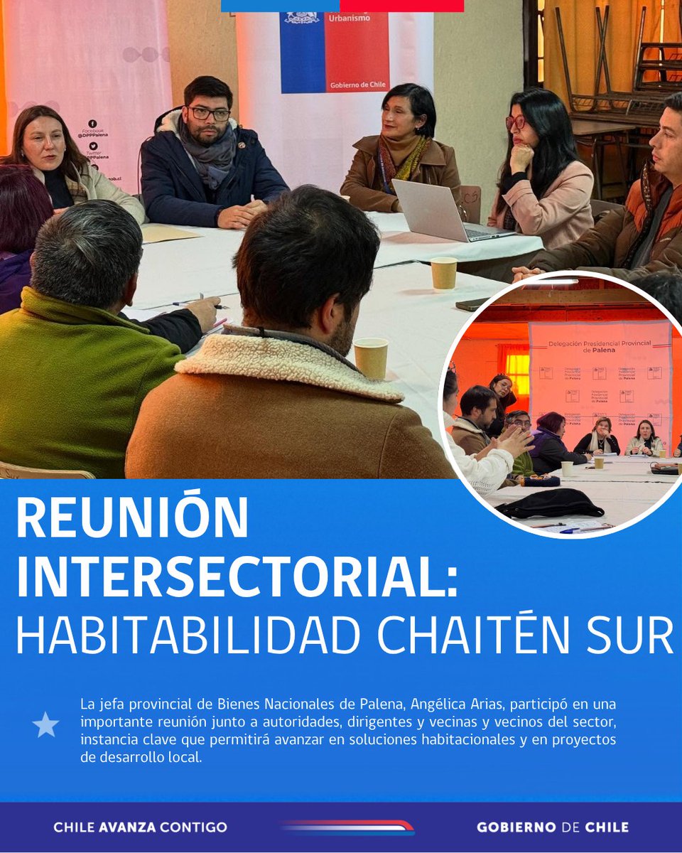 📍Chaitén 

La jefa provincial de Bienes Nacionales de Palena, Angélica Arias, participó en una importante reunión junto a autoridades, dirigentes y vecinas y vecinos del sector sur de Chaitén, donde se informó la habitabilidad del sector 🏠✅