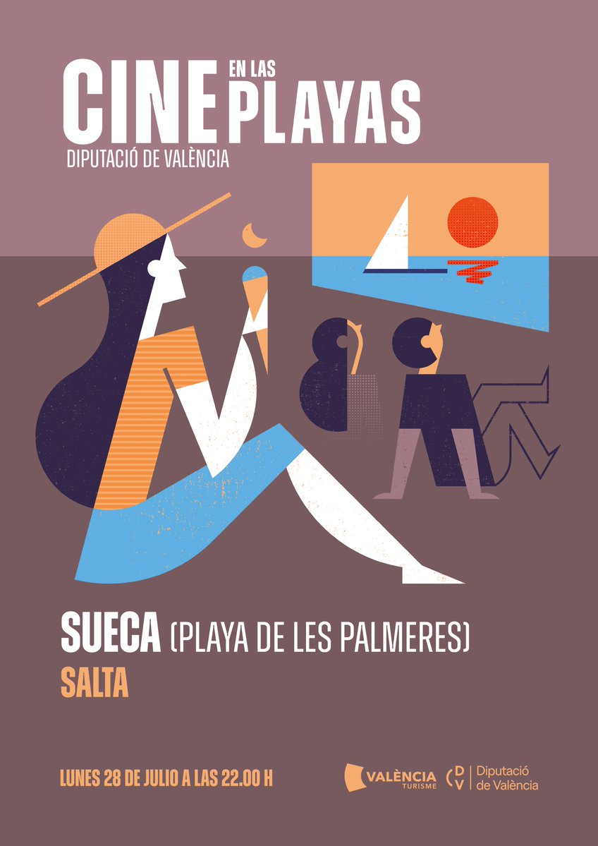 valenciaturisme (@valenciaturisme) on Twitter photo ✨¡Cine en las playas de la #DiputaciódeValència!
🗓️28 de julio
🕙22:00 horas
📍Playa Les Palmeres de Sueca
🎬Salta
<a href="/dipvalencia/">Diputació de València</a> <a href="/c_valenciana/">Comunitat Valenciana</a> #Sueca #Valènciaturisme #València <a href="/AjuntamentSueca/">Ajuntament de Sueca</a> ✨¡Cine en las playas de la #DiputaciódeValència!
🗓️28 de julio
🕙22:00 horas
📍Playa Les Palmeres de Sueca
🎬Salta
<a href="/dipvalencia/">Diputació de València</a> <a href="/c_valenciana/">Comunitat Valenciana</a> #Sueca #Valènciaturisme #València <a href="/AjuntamentSueca/">Ajuntament de Sueca</a>