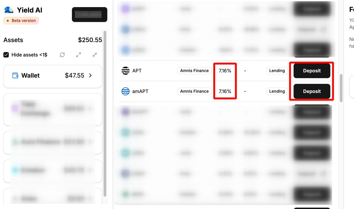 FinKeeper's tweet image. New integration live β say hi to @AmnisFinance! π
Now in Yield AI you can:
β
Track your stAPT positions
β
See AMI staking in the pools list
β
Check live APRs
β
Deposit directly from the dashboard
Smooth, clear, and pure DeFi vibes π
Try it β ai.finkeeper.pro
