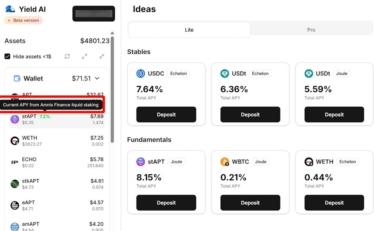 FinKeeper's tweet image. New integration live β say hi to @AmnisFinance! π
Now in Yield AI you can:
β
Track your stAPT positions
β
See AMI staking in the pools list
β
Check live APRs
β
Deposit directly from the dashboard
Smooth, clear, and pure DeFi vibes π
Try it β ai.finkeeper.pro