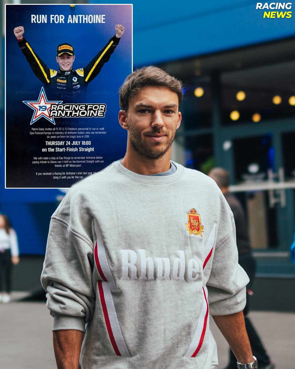 _racingnews's tweet image. ๐จPierre Gasly has once again organised a โRun for Anthoineโ at Spa today, in memory of Anthoine Hubert.
He has invited F1, F2 & F3 paddock personnel to the run / walk of the track.
They will stop at the top of Eau Rouge to remember Anthoine. ๐๐คโค๏ธ