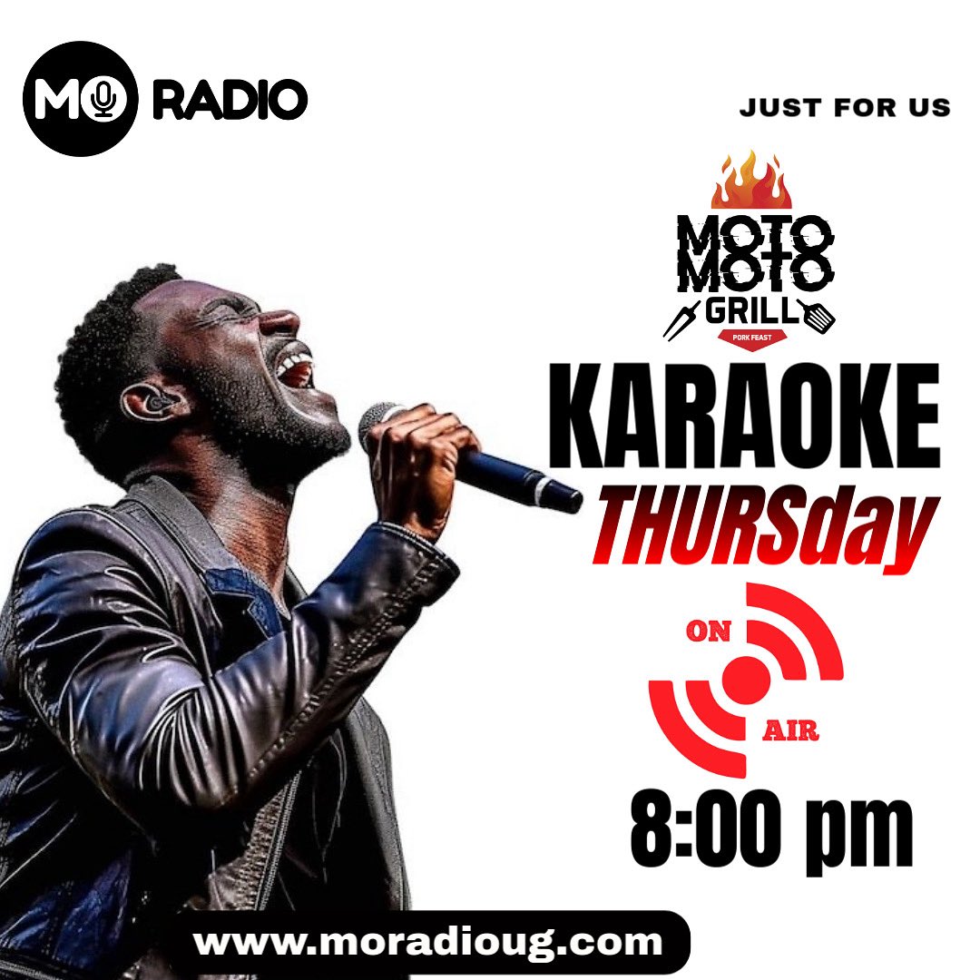 🎤 Karaoke Thursday is on Tonight!
Turn up the vibes and sing your heart out at Moto Moto Grill Kisaasi

Catch the energy LIVE on air at 8:00 PM  it’s your time to shine!

🌐 Tune in: moradioug.com