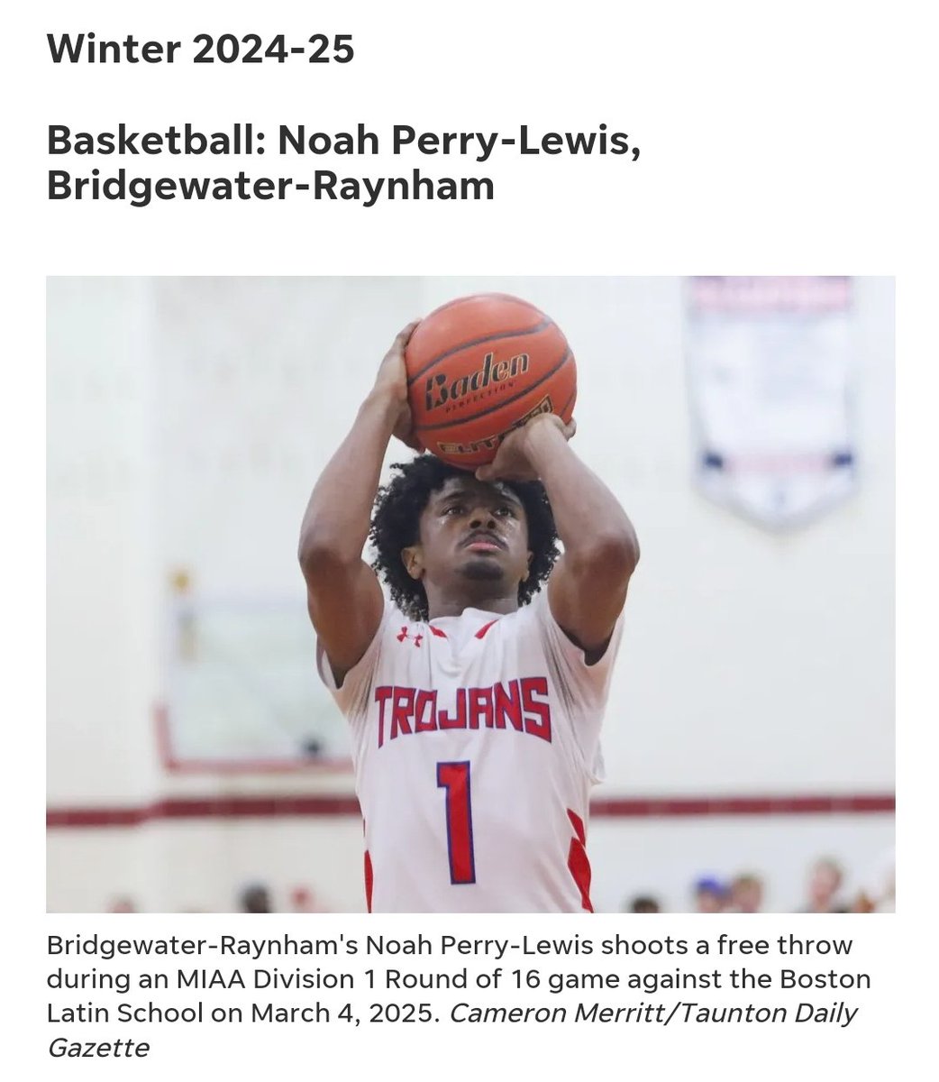 👏Another huge congratulations to <a href="/TauntonToGo/">The Taunton Gazette</a> 24-25 Winter Athlete of the Year Noah Perry-Lewis🙌 Best of luck at <a href="/QCMBB/">Quincy College Basketball</a> ⚔️🏀