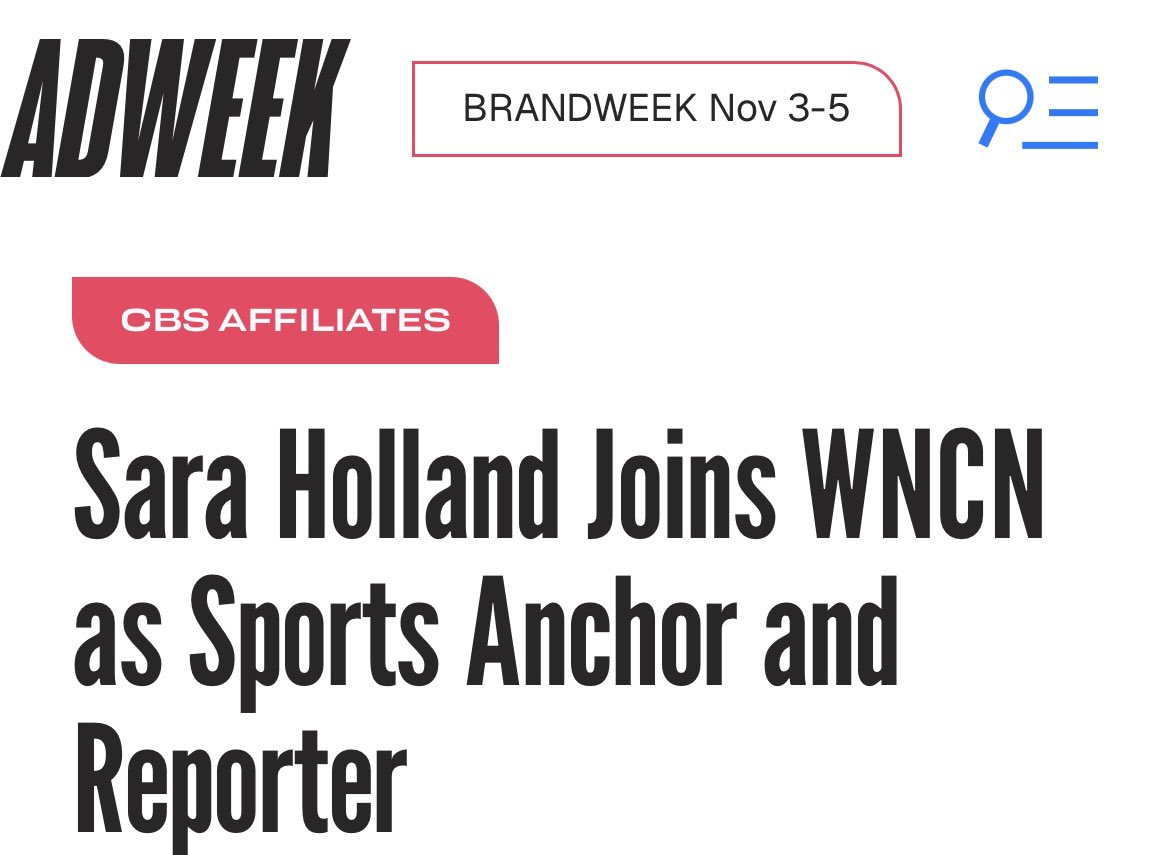 CBK Media Management (@cbkmediamgt) on Twitter photo Thanks <a href="/TVSpyNews/">TVSpy</a> <a href="/Adweek/">ADWEEK</a>
for the article on client <a href="/SaraaHolland/">Sara Holland</a>
and her top-25 market move to CBS Raleigh <a href="/WNCN/">CBS 17</a> as a Sports Anchor/Reporter! <a href="/NXSTMediaGroup/">Nexstar Media Group, Inc.</a>
READ>>> adweek.com/tvspy/sara-hol…
#RaleighTVNews
#CBSRaleigh
#SportsAnchor
#SportsReporter
#TVSpy
#OnTheMove
#TeamCBK Thanks <a href="/TVSpyNews/">TVSpy</a> <a href="/Adweek/">ADWEEK</a>
for the article on client <a href="/SaraaHolland/">Sara Holland</a>
and her top-25 market move to CBS Raleigh <a href="/WNCN/">CBS 17</a> as a Sports Anchor/Reporter! <a href="/NXSTMediaGroup/">Nexstar Media Group, Inc.</a>
READ>>> adweek.com/tvspy/sara-hol…
#RaleighTVNews
#CBSRaleigh
#SportsAnchor
#SportsReporter
#TVSpy
#OnTheMove
#TeamCBK