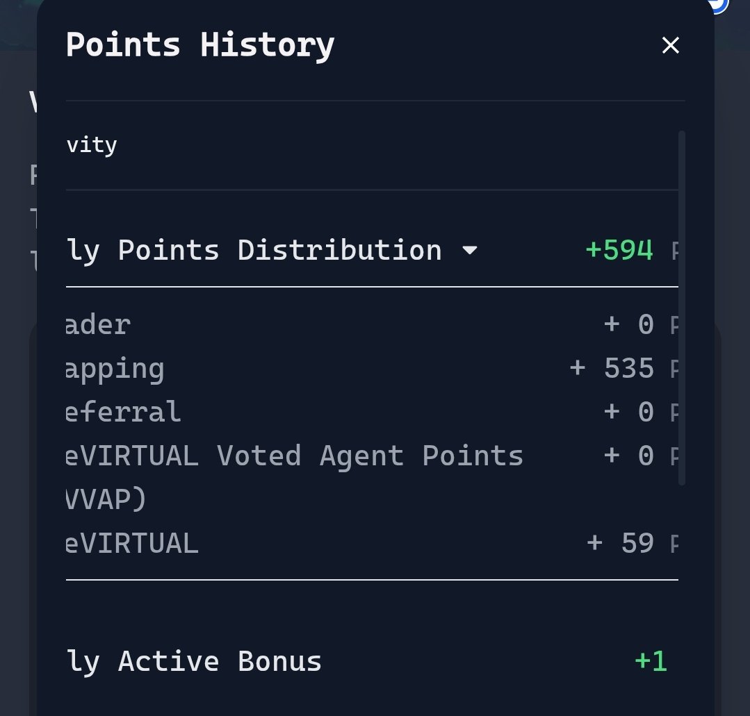 badadvicehq.base.eth κ§IPκ§ (Γ,G) (@etcontradictio) on Twitter photo Virgen points are out on <a href="/virtuals_io/">Virtuals Protocol</a>, and my points are a bit better today. Yapping earned me better points, meaning I need to yap some more to gain some more. Virgen points are out on <a href="/virtuals_io/">Virtuals Protocol</a>, and my points are a bit better today. Yapping earned me better points, meaning I need to yap some more to gain some more.
