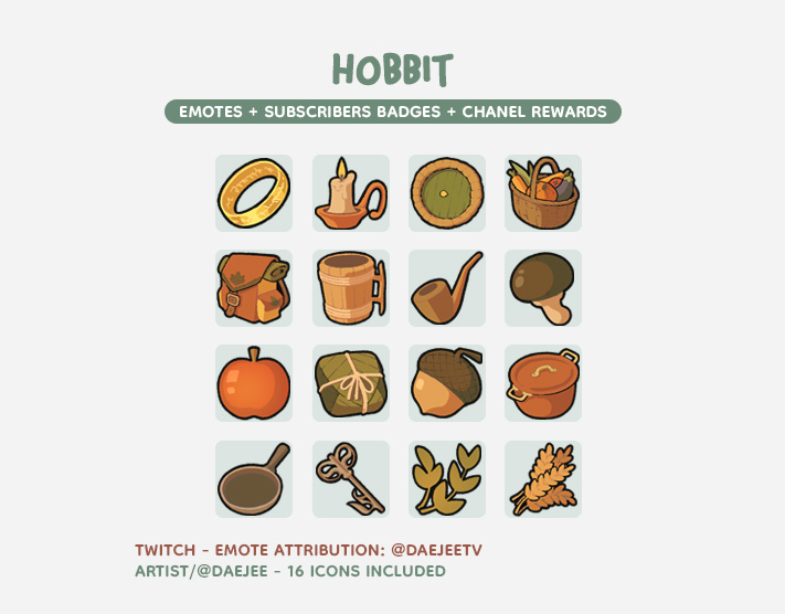 ☕ DAEJEE (@daejee_) on Twitter photo 🌽👨🌾 HOBBIT PACK
À l'occasion de la sortie de <a href="/talesoftheshire/">Tales of the Shire</a> ,
le pack tout cosy du Hobbit débarque sur ma boutique KOFI !!
De quoi savourer pleinement l'univers de Tolkien !
✨ Utilisable sur twitch/discord en emote/badge, en icone PC/Mac ET sur notion. 🌽👨🌾 HOBBIT PACK
À l'occasion de la sortie de <a href="/talesoftheshire/">Tales of the Shire</a> ,
le pack tout cosy du Hobbit débarque sur ma boutique KOFI !!
De quoi savourer pleinement l'univers de Tolkien !
✨ Utilisable sur twitch/discord en emote/badge, en icone PC/Mac ET sur notion.