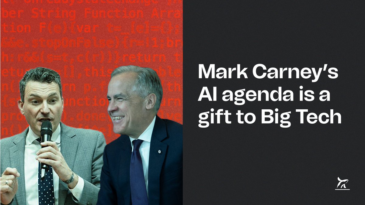 TheBreachMedia's tweet image. The Liberal government wants to push ahead with adopting AI—handing the reins to Big Tech.
@ParisMarx breaks down the impact on workers, public services, and the most vulnerable.
breachmedia.ca/mark-carneys-a…