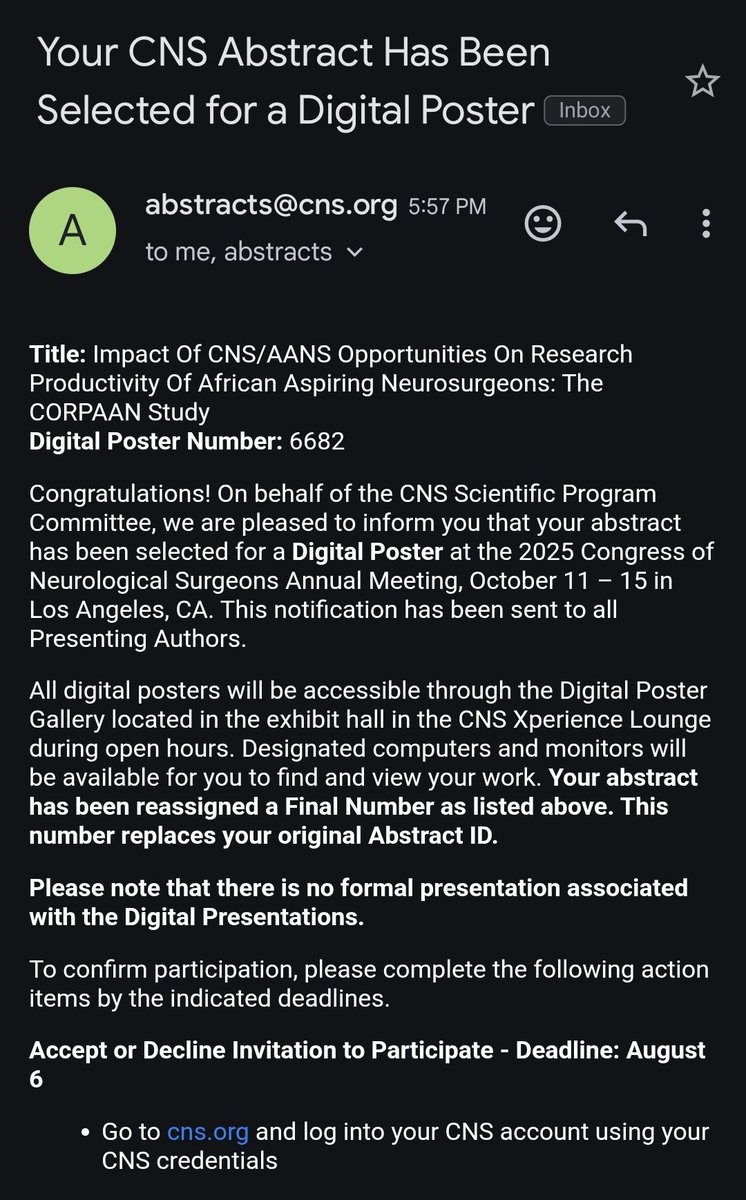 KehPaul 🧠 🐐 (@kehinde_alare) on Twitter photo Excited to share that two of our abstracts have been accepted for presentations <a href="/CNS_Update/">CNS</a> #2025CNS
Kudos to everyone on the team, awaiting decision on others
Next #2026CNS Excited to share that two of our abstracts have been accepted for presentations <a href="/CNS_Update/">CNS</a> #2025CNS
Kudos to everyone on the team, awaiting decision on others
Next #2026CNS