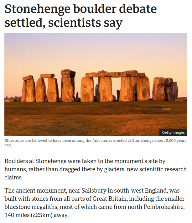 Lanceloadin's tweet image. Another mystery of Stonehenge seems to have been solved as new research rules out glacial transport of the Welsh bluestones -
Meaning the stones, which weigh around 2 to 4 tonnes each, were transported from Pembrokeshire by people - though we still have no idea why they went to…